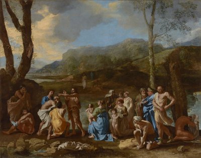 San Juan Bautizando en el Río Jordán de Nicolas Poussin